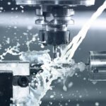 Close up of CNC machine processing